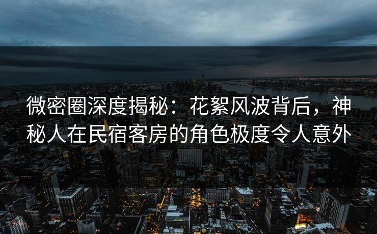 微密圈深度揭秘：花絮风波背后，神秘人在民宿客房的角色极度令人意外