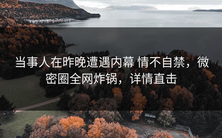 当事人在昨晚遭遇内幕 情不自禁,微密圈全网炸锅,详情直击 当事人在昨晚遭遇内幕 情不自禁,微密圈全网炸锅,详情直击