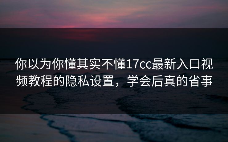 你以为你懂其实不懂17cc最新入口视频教程的隐私设置,学会后真的省事 你以为你懂其实不懂17cc最新入口视频教程的隐私设置,学会后真的省事